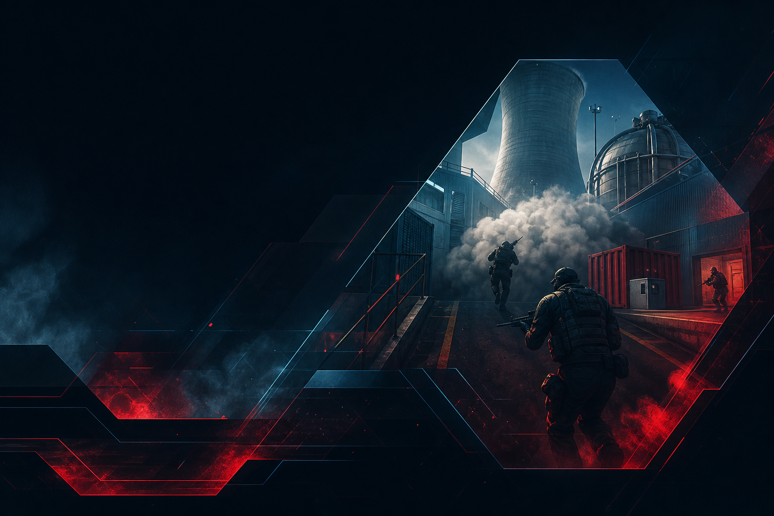CS2 Nuke T side team executing outside smokes with Ramp and Lobby pressure